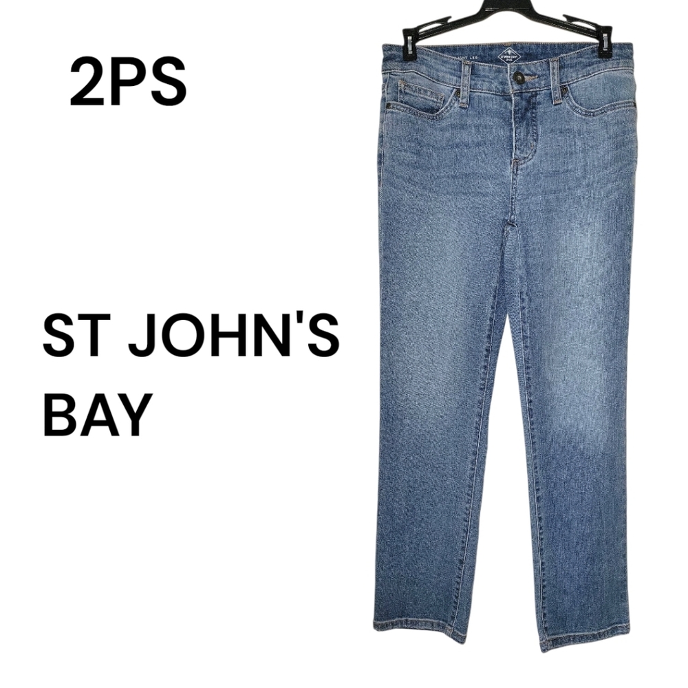 ST JOHN'S BAY Mid Rise Straight Leg Jeans, 2PS, Petite Short, EUC